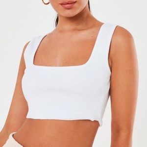 White Ribbed Crop Tank - Missguided